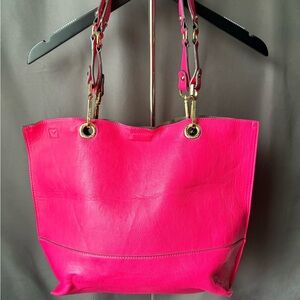 Calvin Klein Pink Leather Tote Shoulder Bag – Gold Hardware